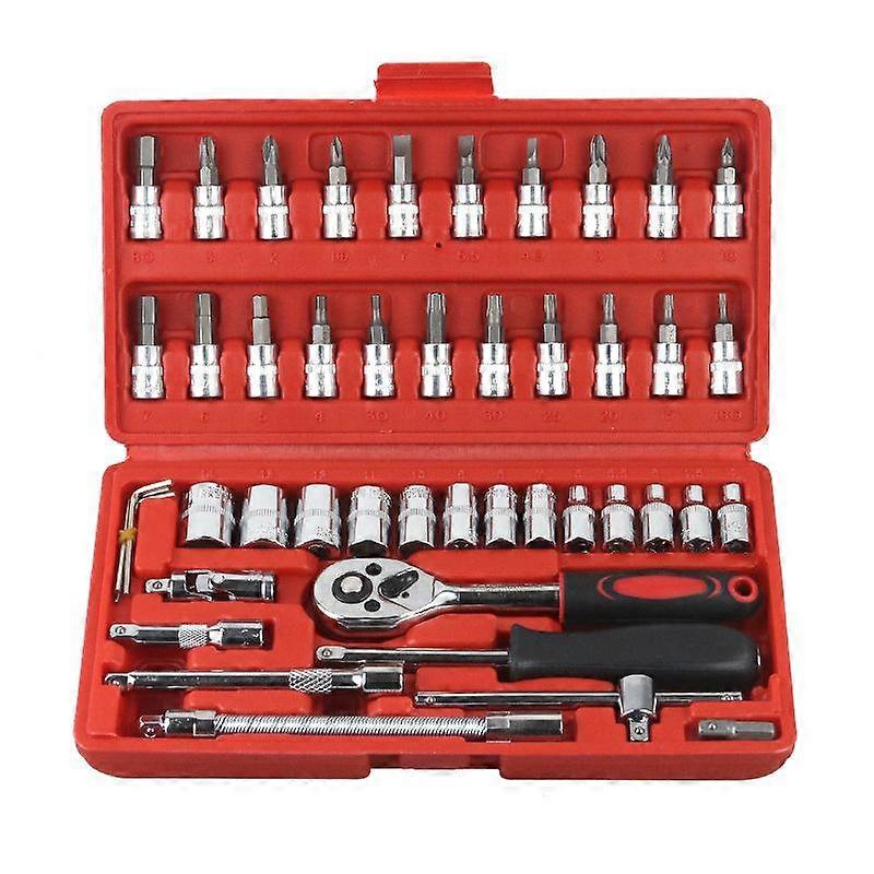 Kit Ferramentas 46 Peças Chave Soquete De Boca Com Estojo Tool Box Xiaofei 1/4 Bussola Cacciavite Ricambi Auto Strumento di Combinazione