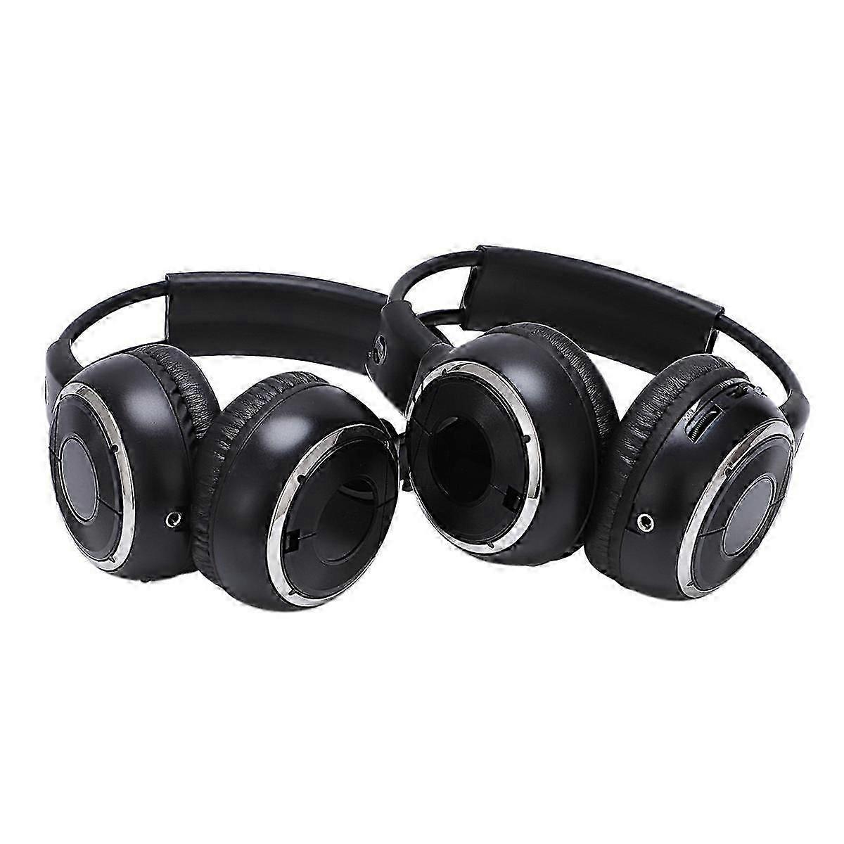 2 x Doppel Infrarot Stereo Wireless Kopfhörer Headset IR Auto DVD Player Kopfstütze Schwarz js