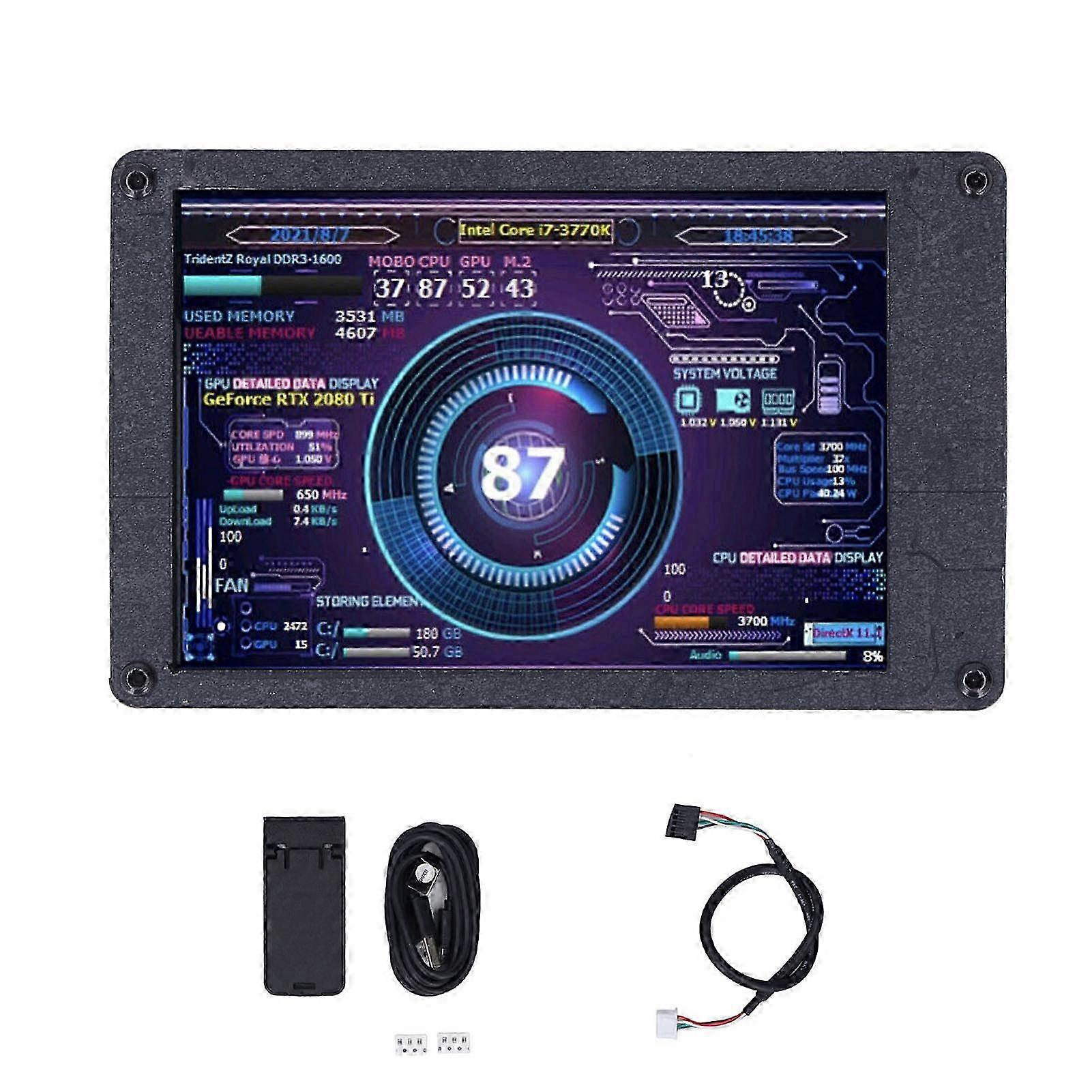 USB Mini Screen Adjustable Brightness 3.5in IPS Computer Temp CPU RAM Monitor for Windows with Motherboard Line