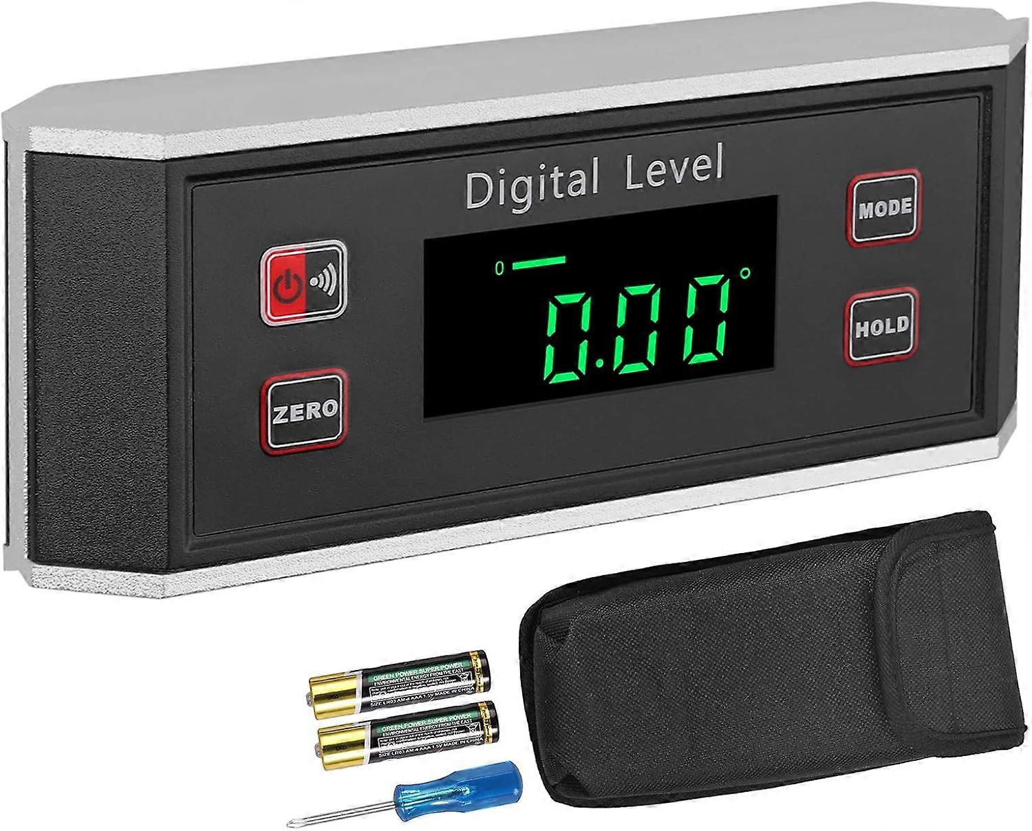 Precision Digital Protractor with Waterproof IP65 Protection, V-Groove Magnetic Base for Stability, Backlit Display for Visibility, and High-Accuracy