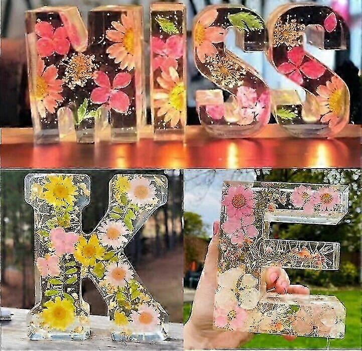 Pressed Flower Resin Letters With Led Light ,floral Resin Night Light 26 Letter Selection,50% Offer