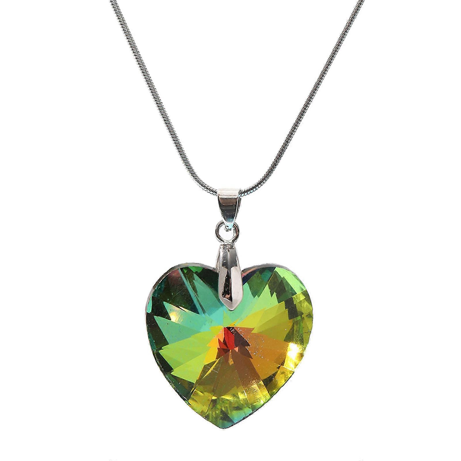 Collier pendentif coeur en verre Chaîne de clavicule simple Collier réglable Collier Bijoux Collier en acier inoxydable Collier