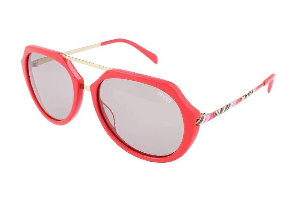 Emilio Pucci Ep0032 66e Women's Sunglasses – Shiny Red Frame, Brown Gradient Lenses, Ø 56mm