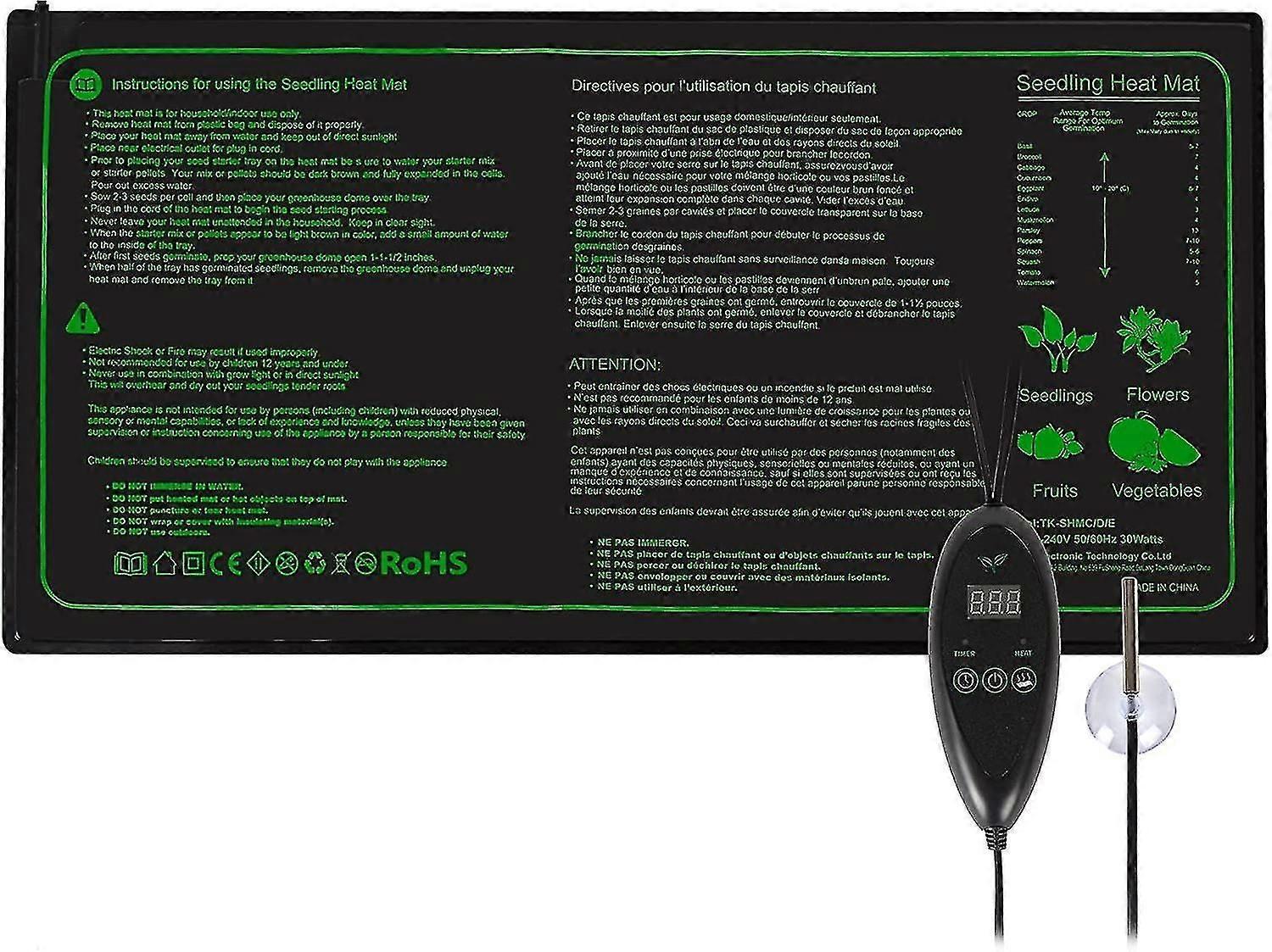 Plant Heat Mat With Thermostat Controller Waterproof Adjustable Greenhouse Heaters For Accelerating Seed Germination And Reptile, 50.8 * 50.8 Cm