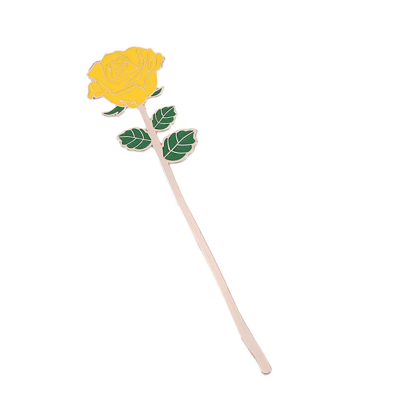 バラの花のしおりメタルブックマークブックページホルダー読書ギフト本愛好家作家本の虫リーダー教師イエロー
