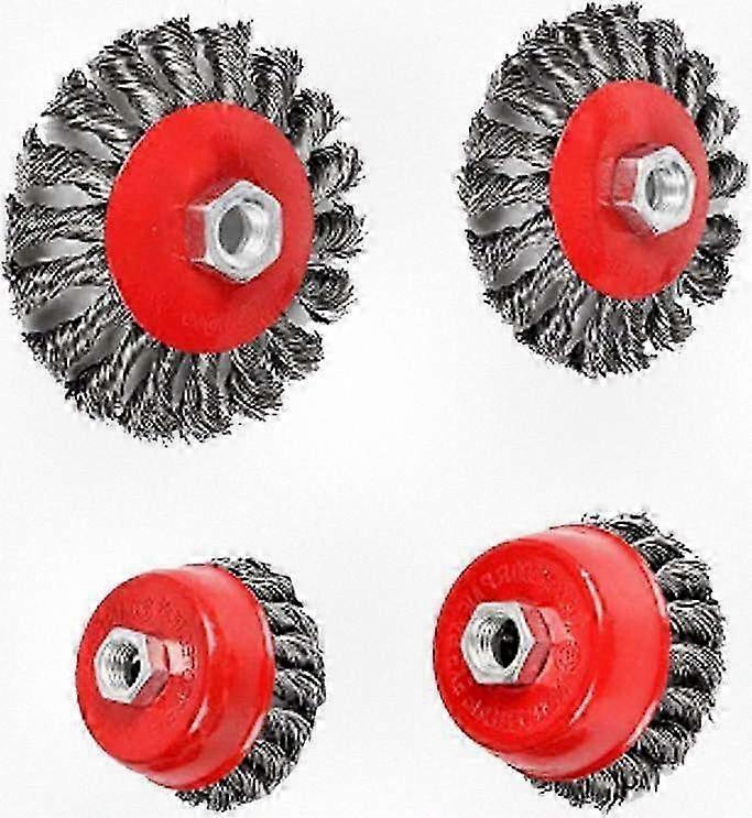 4-Piece Wire Brush Set for 115mm Angle Grinder and Sander