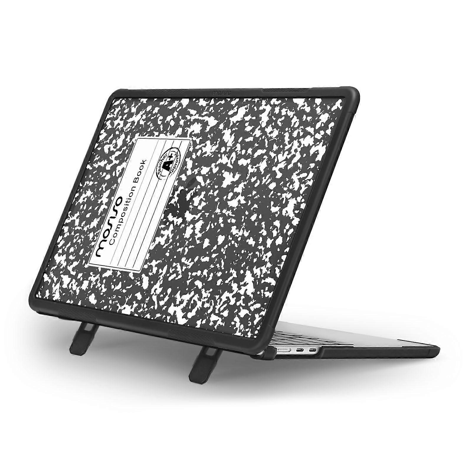 Compatible with MacBook Air 13-Inch Case M4 A3240 M3 A3113 M2 A2681, Heavy Duty Shockproof Hard Shell with Kickstand, Black