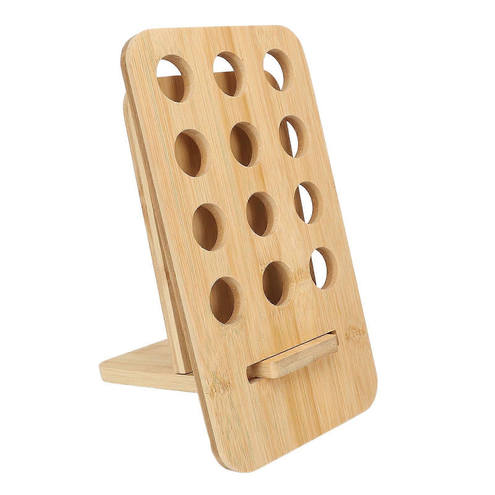 Essential Oil Rack Bamboo 12-Hole Display Stand for Essential Oil Bottles Multi-Layer Storage Holder for Beauty Salons