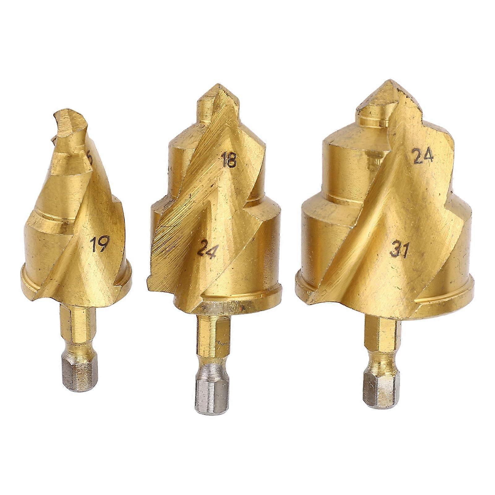 3 Pcs PPR Lifting Drill Bits, Heavy Duty PPR Pipe Expansion Drill with 1/4in Hex Shank, Stepped Hole Opener for Water Pipes