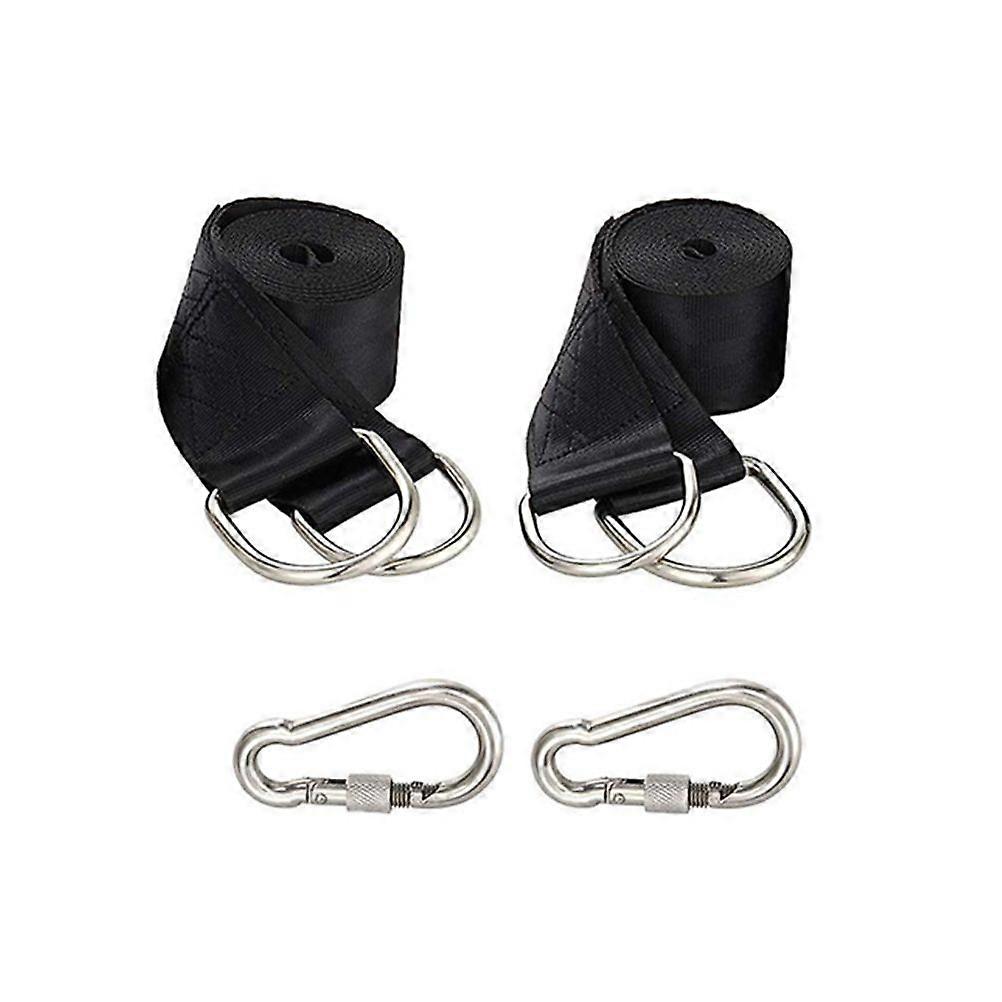 Durabel Waterproof Tree Swing Hanging Straps Kit Strap with Safer Lock Snap Carabiner Hooks Outdoor Swing Hangers(Black)