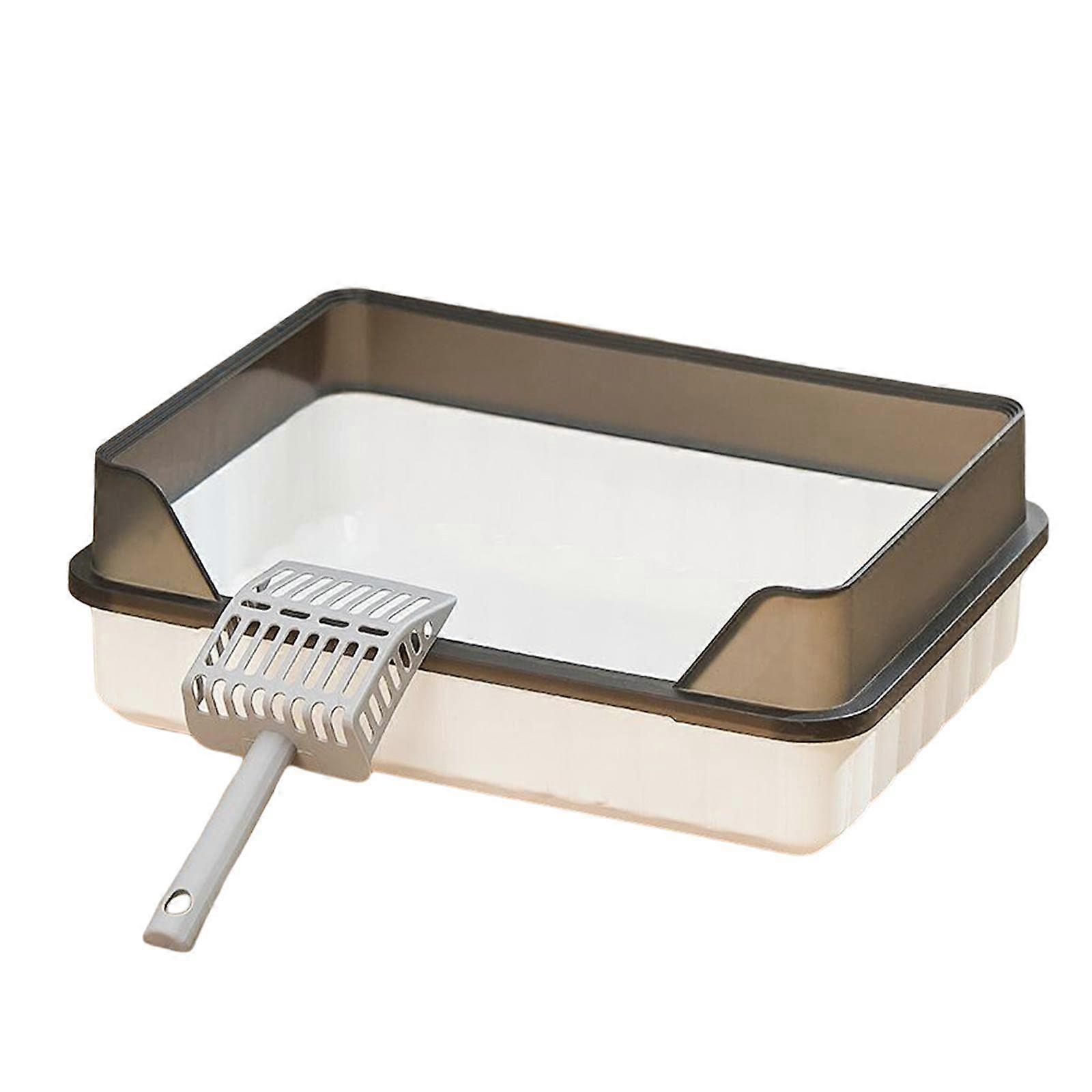 Open Upper Domestic Garbage Tray with Toilet and Scooper Pan for Deep Loo Cats - Durable Pet Waste Box, Easy Clean Design