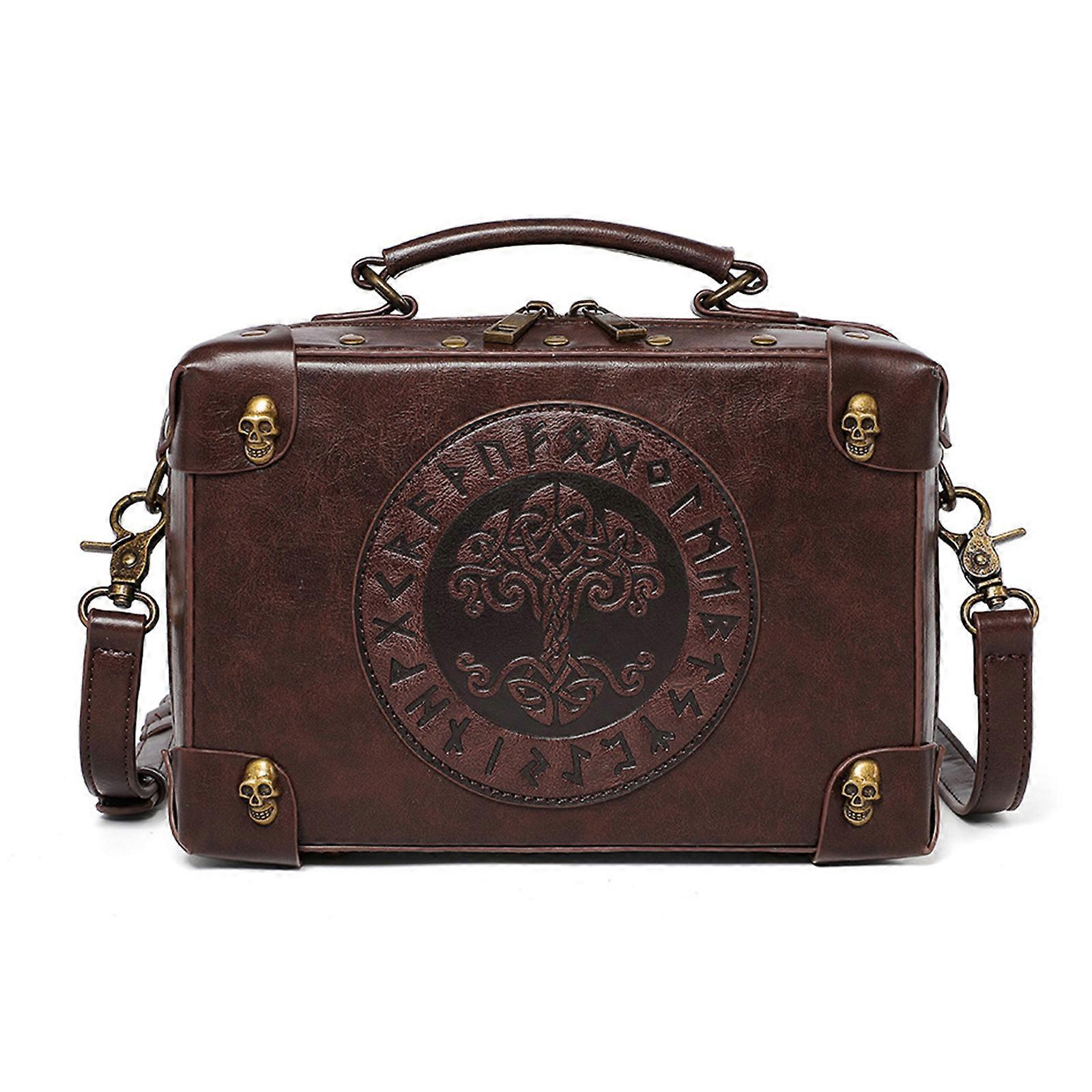 Messengers Bag Leather Vintage Briefcases Steampunk Crossbody Shoulder Purse Satchels Women Gothics Costumes Accessorie B