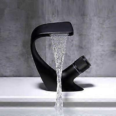 Bathroom Basin Faucet Hot And Cold Black Brass Mixer For Lavatory Vessel Sink Taps