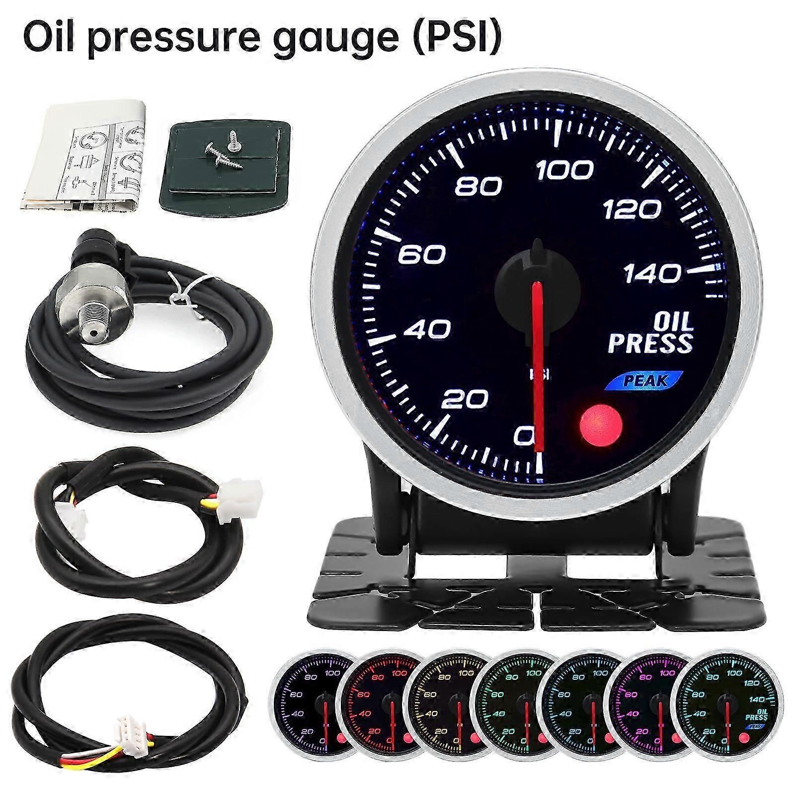suitable for 2" 52mm 8 Colors LED Dual Display Tachometer Turbo Boost Water Temp Oil Pressure Gauge Voltmeter Air fuel Ratio EGT Car Meter-YI WU CHU