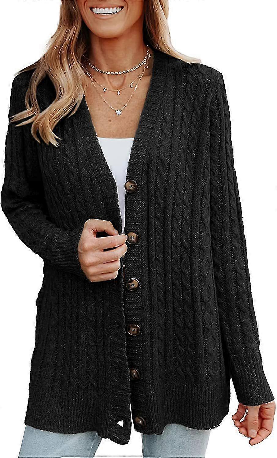 Naisten Kevyt Pitkähihainen Kausaliteetti Raidallinen Button-Up Kesä Comfort Neuletakki