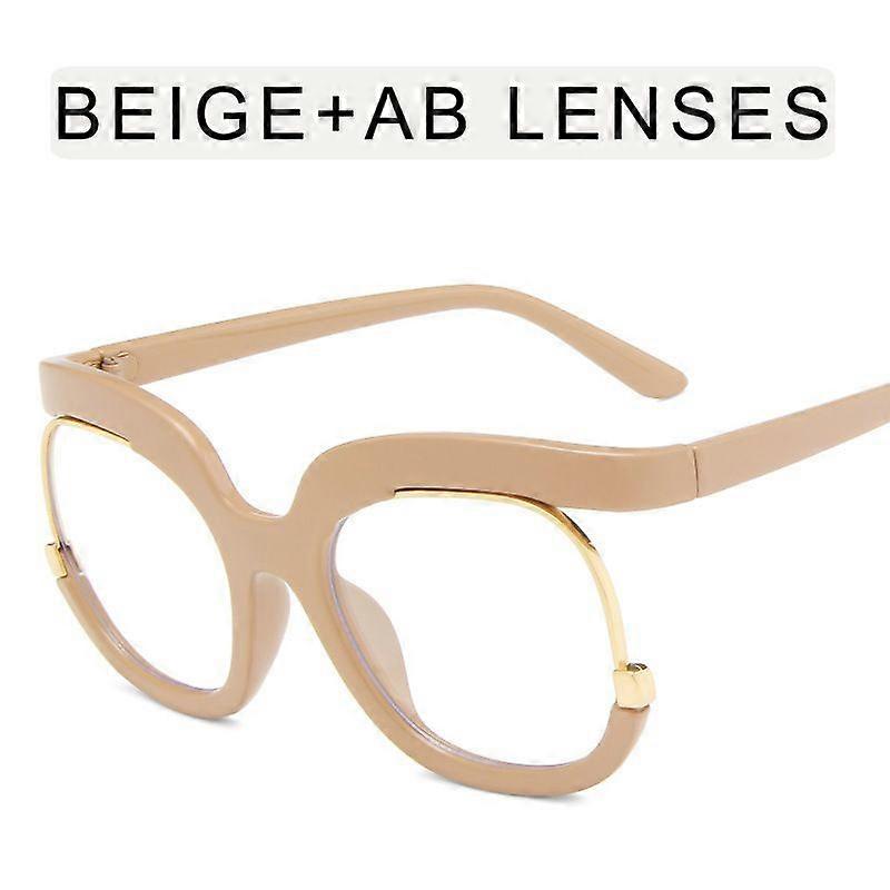 2022 Fashion Retro Round Anti Blue Light Women Glasses Vintage Oversized Frame Clear Computer Eyeglasses Ins TrendLadies Reading