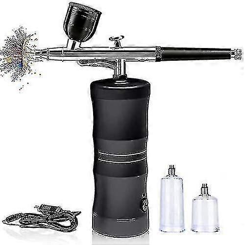 Airbrush Kit With Compressor Portable Mini Air Brush Spray Gun With Compressor Kit Single-dual Action Paint Set-black