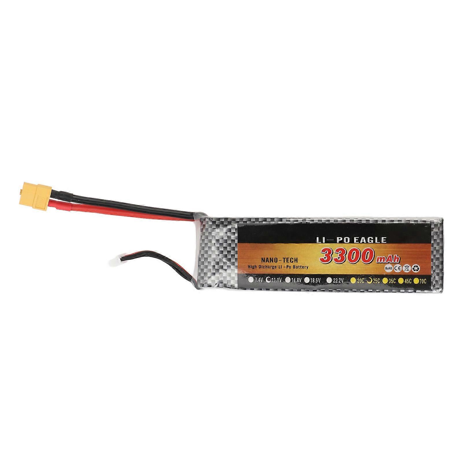 RC Battery 11.1V 3300mAh 25C with XT60 Plug RC Lipo Battery for RC Car Truck Quadcopter Aircraft Boat