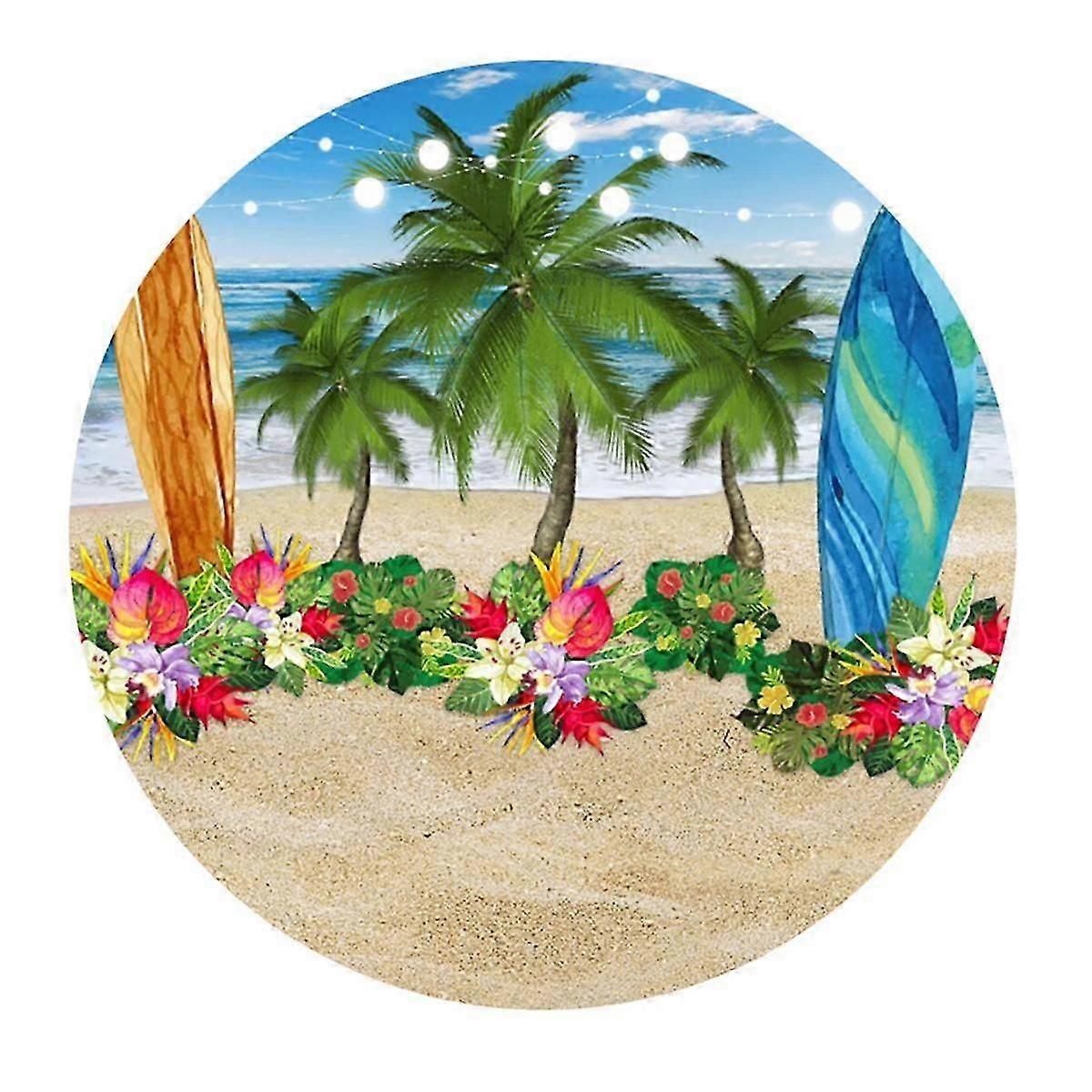 直径100cmのハワイアンスケートボードビーチパーティー用品ラウンドカーテン背景布写真フォー