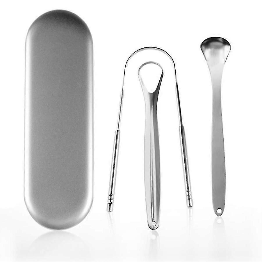 Tongue scraper stainless steel 3-pack