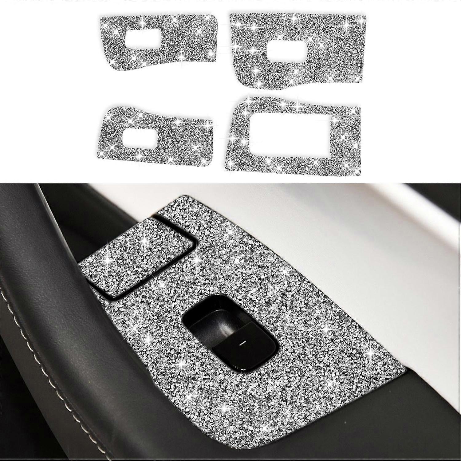 For Tesla Model 3 Car Window Raising Button Diamond Sticker, Right Drive Car Window Raising Button, Right Drive