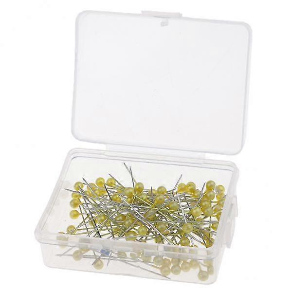 2x100pcs متعدد الألوان لؤلؤي رئيس دبابيس لمكونات المجوهرات DIY الأصفر