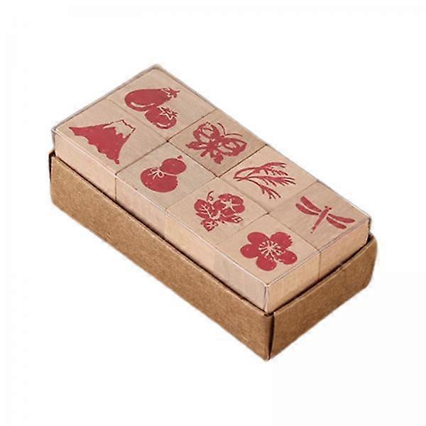 4x Wooden Stamps Set DIY Tools Crafting Multipurpose Creative Diary Planner