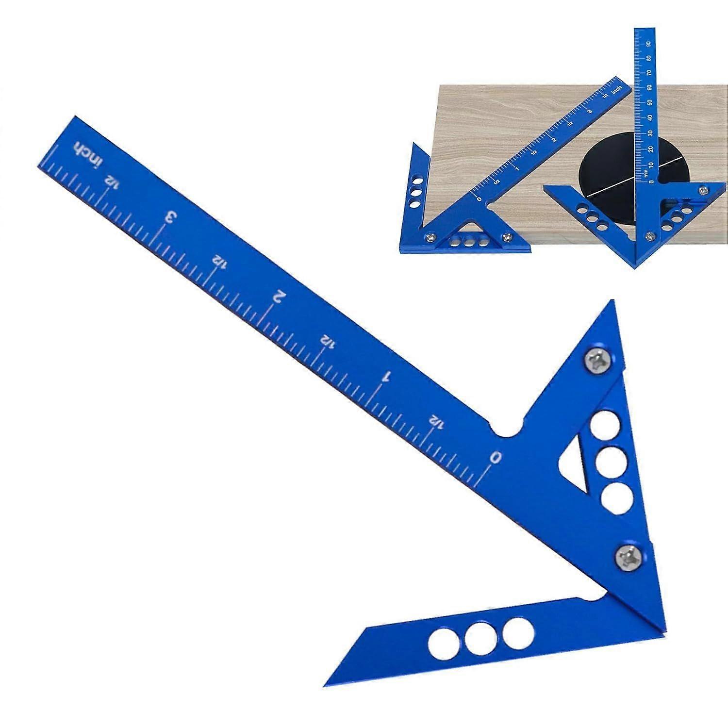 Center Gauge Ruler, Square Centering Gauge Centering Angle for Round and Rectangle Materials,45 90 Line Gauge Centering Gauge Center Marking Gauge