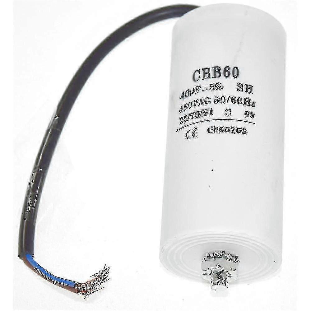 Condensator motor, 450v CBB60 40uf 50 / 60hz Condensator de funcționare a motorului, 50/60 Hz pentru condensator universal 40uf cu conectori de cablu de 22cm Tangrui