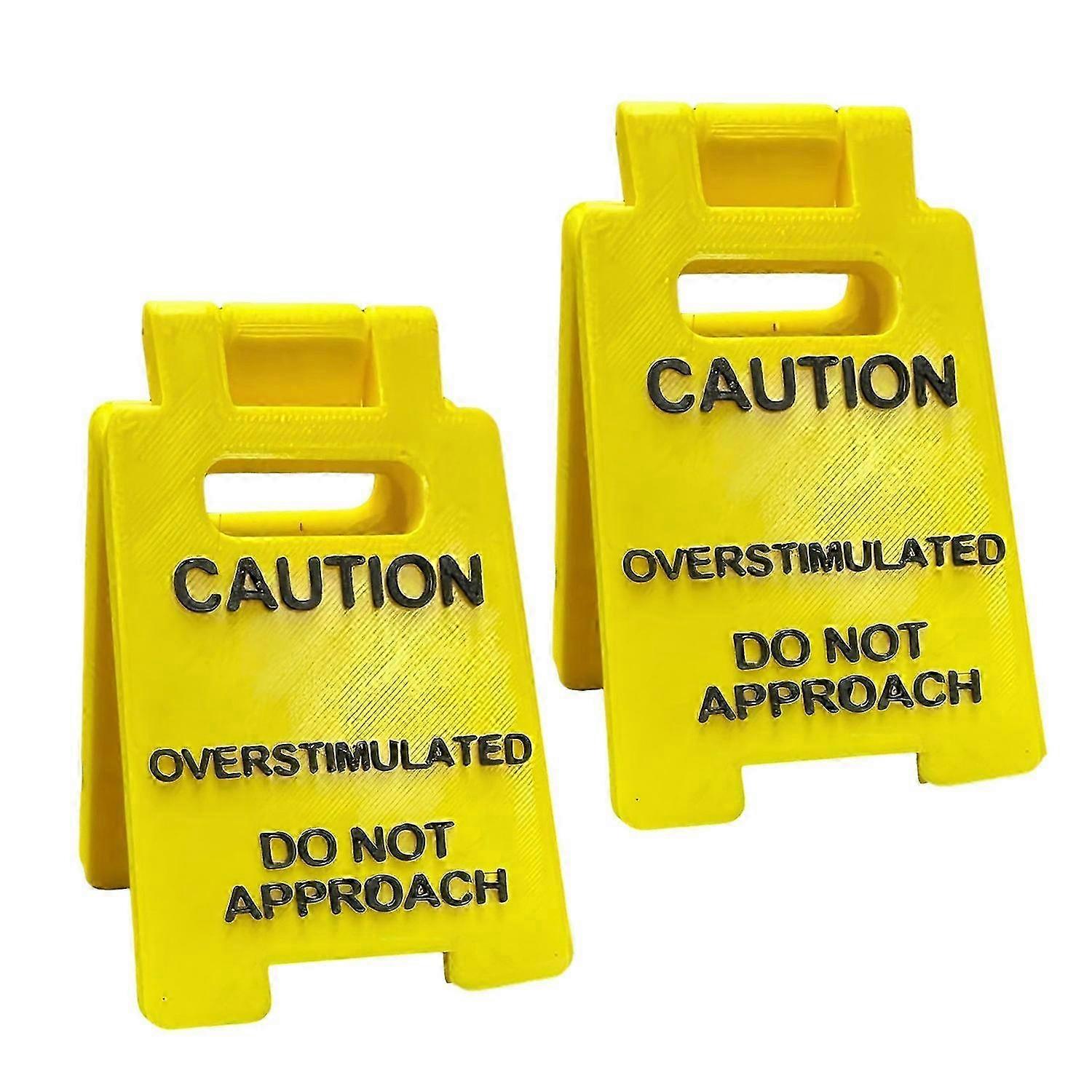 2025 Caution Overstimulated Desk Sign Do Not Approach Caution Sign Humor Gag Mini Warning Signage for