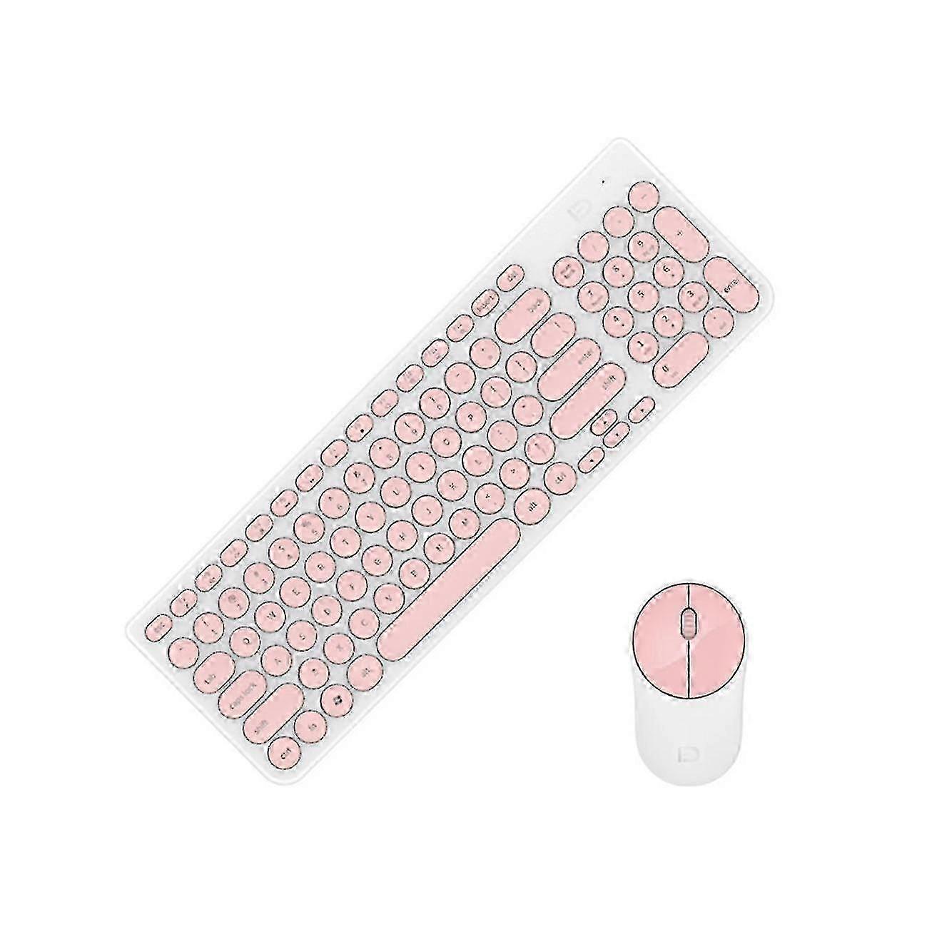 Wireless Pink Desktop Mouse and Keyboard Set for Laptops, Mute Functionality Included