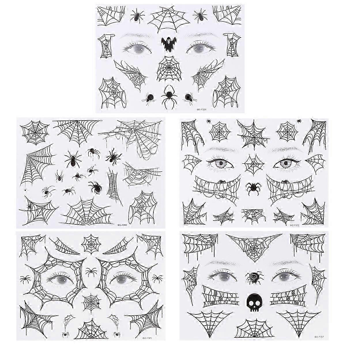 5 Sheets Halloween Face Spider Temporary Face for Cosplay Party