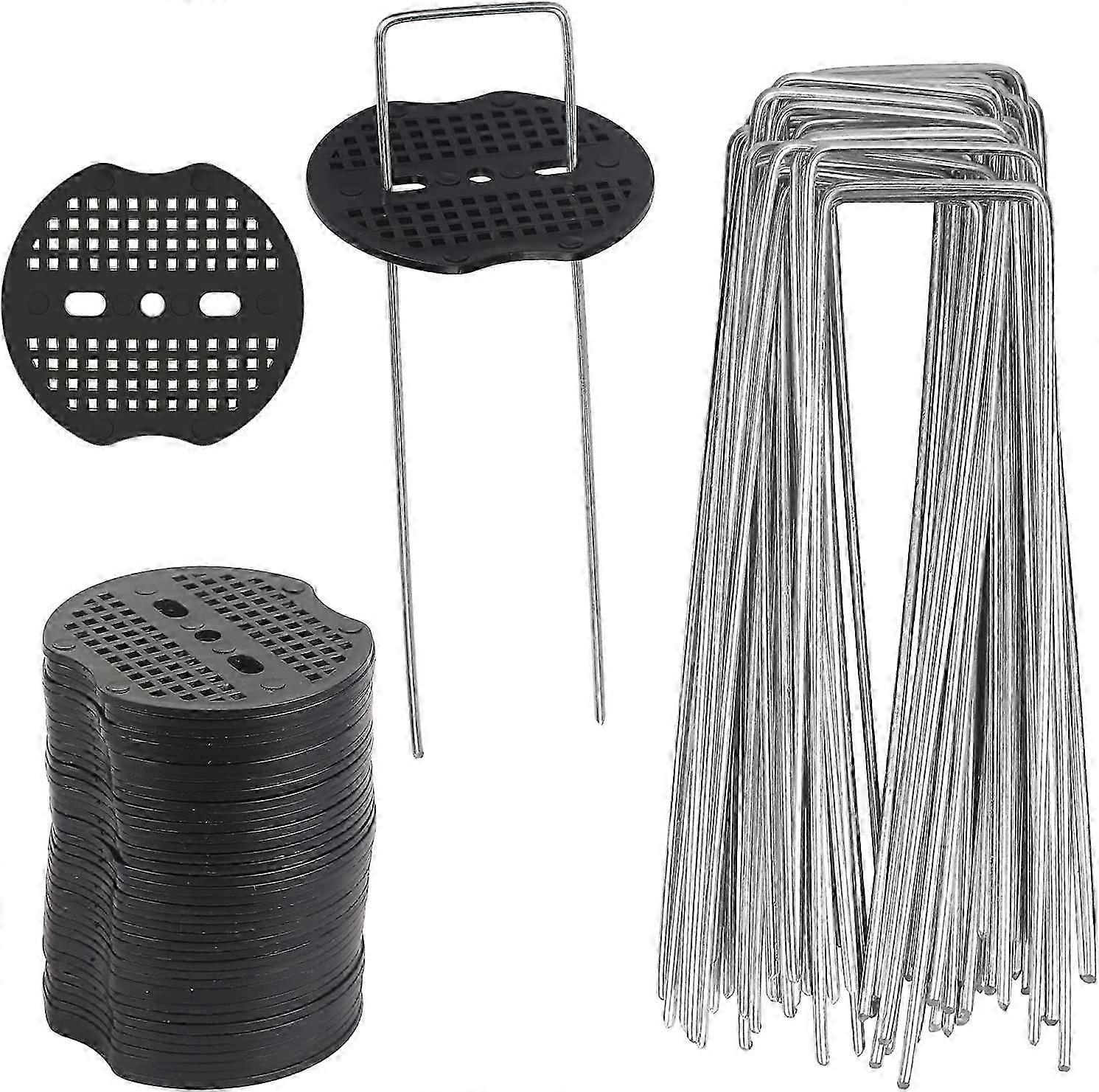 40 Pcs Garden Stakes, Tarpaulin with 40 Washers, Fixing Stakes for Mulching, Weed Cloth, Tent Ground Sheets 15*4