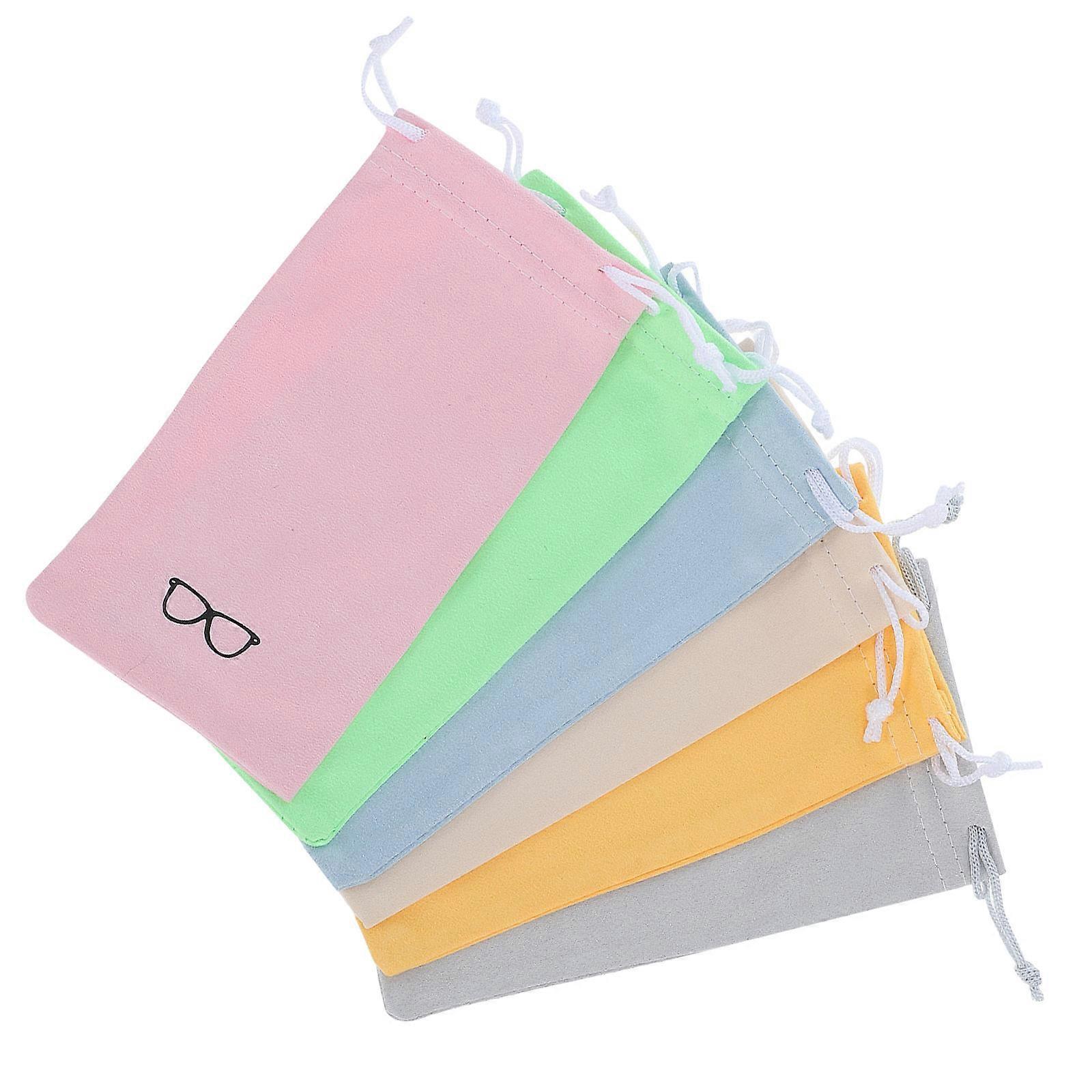 Microfiber Sunglasses Storage Pouch 6Pcs Assorted Color Stylish Dustproof Container