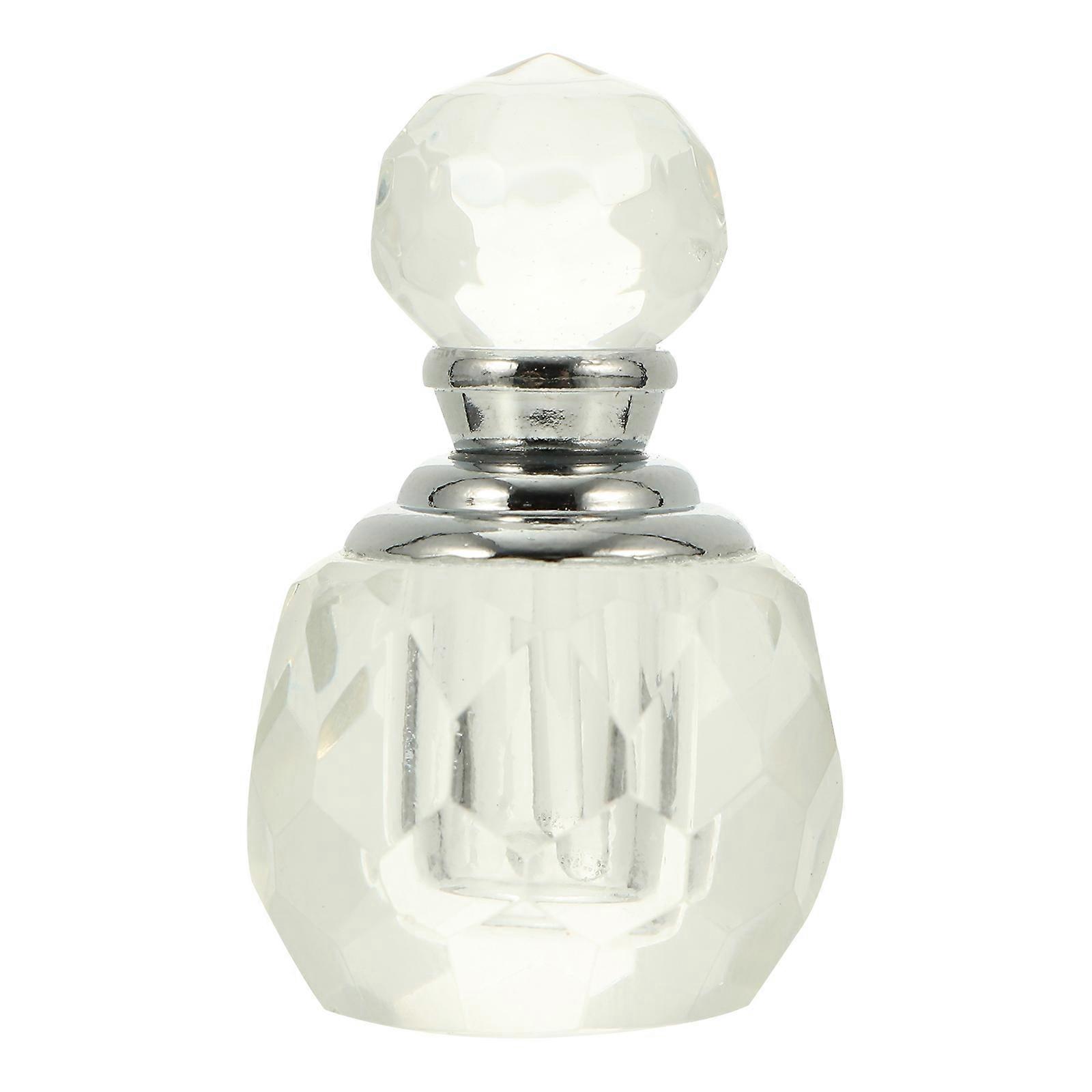 Faceted Crystal Perfume Bottle Refillable Transparent Glass Container for Decor 3.4 x 2.8 x 7.9 inches