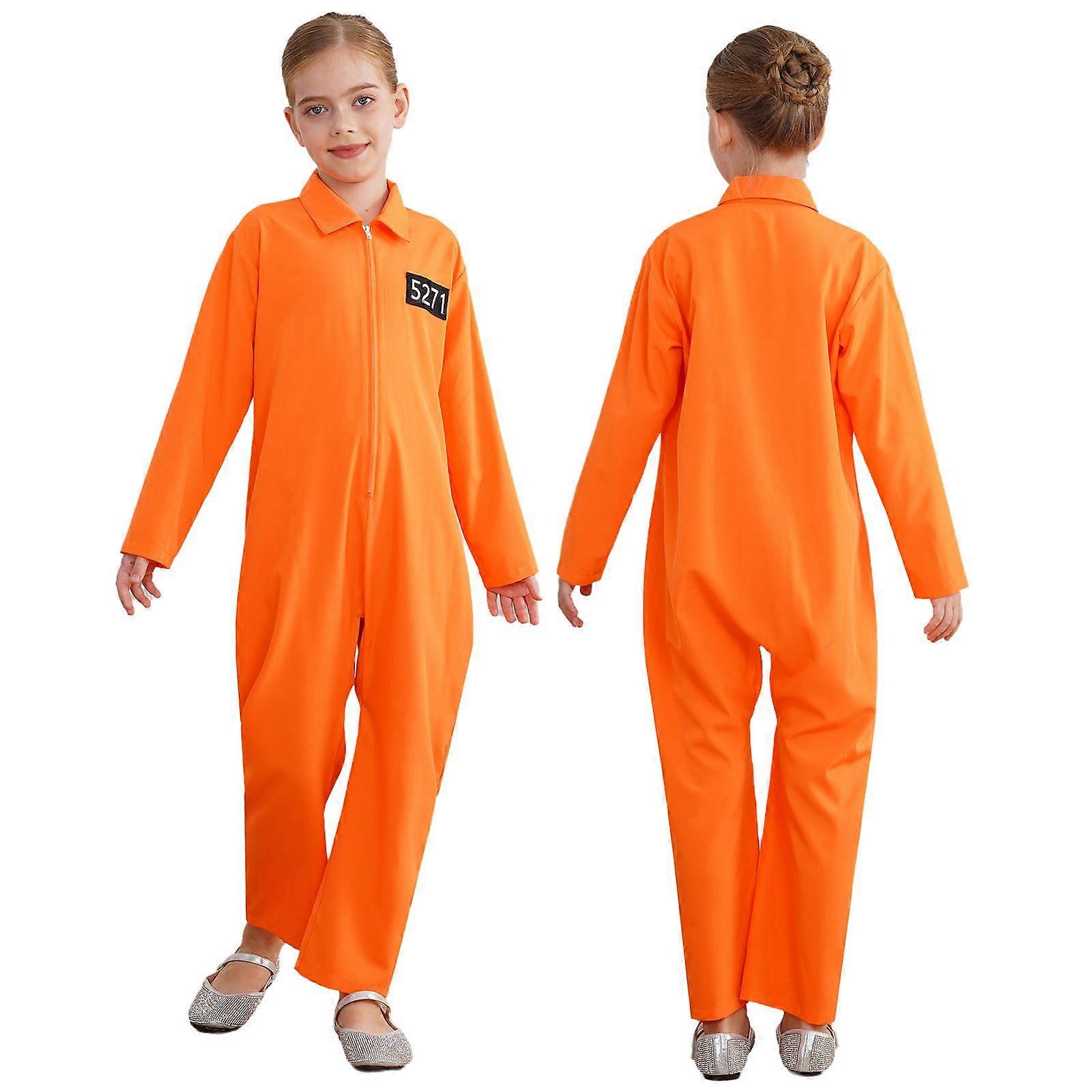 Pojke, Flicka, Fånge, Kostym, Barn, Långärmad, Fånge, Jumpsuit, Karneval, Maskeraddräkt, Kläder