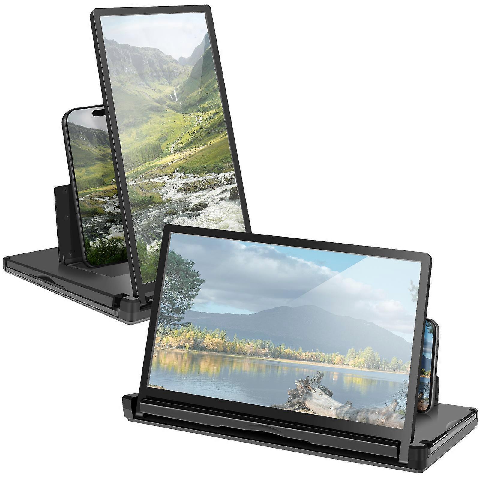 12-inch HD Screen Amplifier for Phone Vertical Horizontal Mode, Black