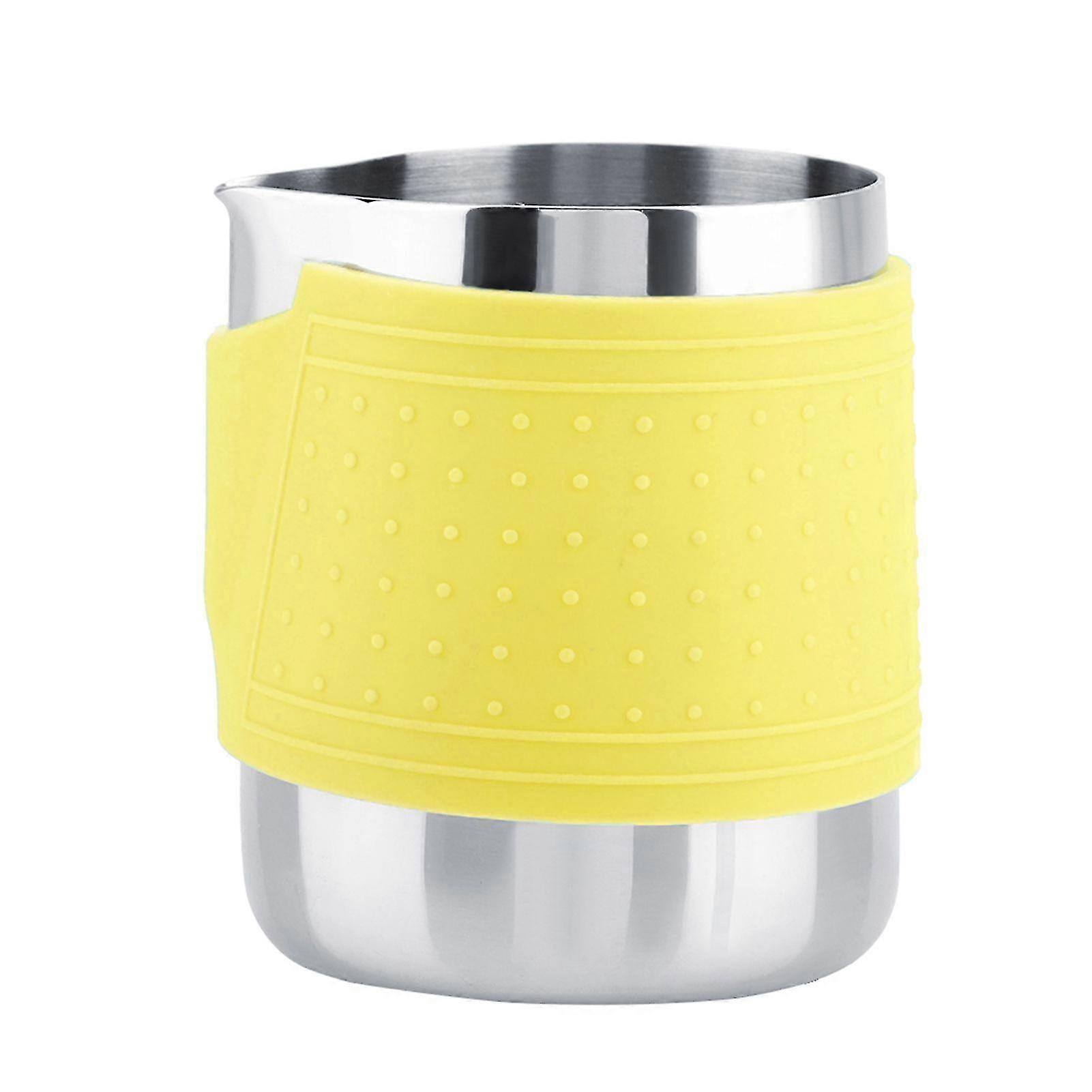 Brocca per schiuma di latte in acciaio inox per latte - resistente al calore (giallo)