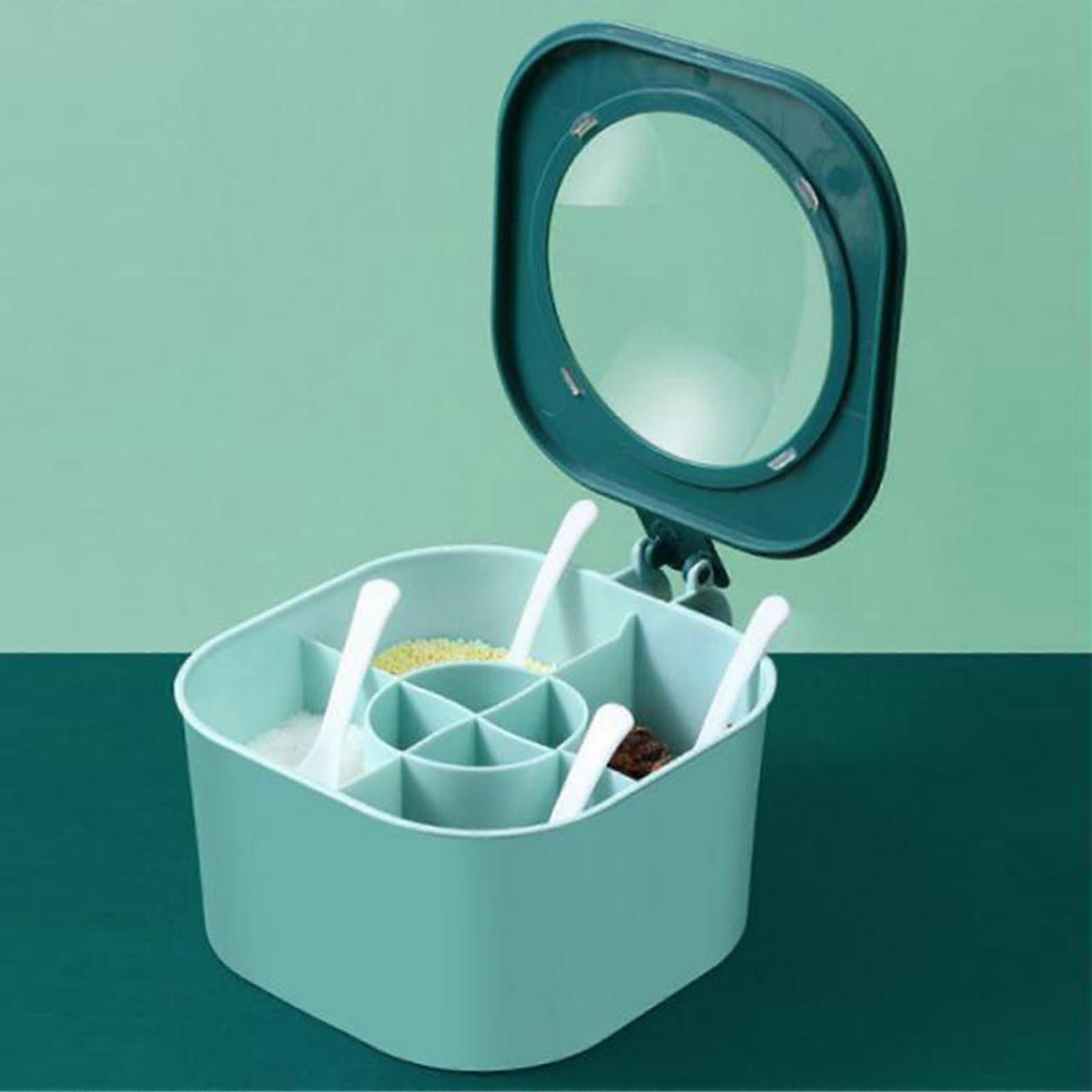 Seasoning Organizer Box PP 4 Compartments Multifunctional Spice Container Box for Kitchen Green 