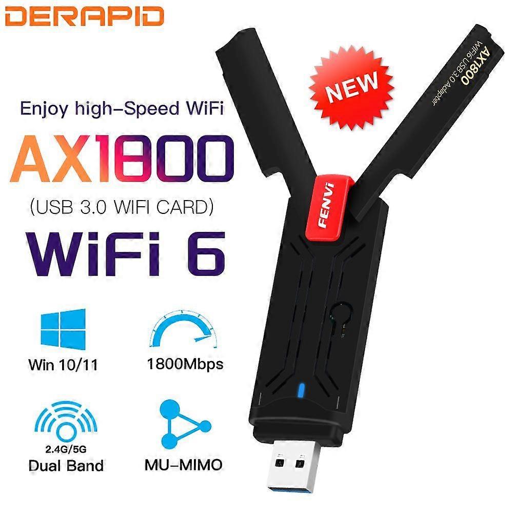 Fenvi USB WiFi 6 AX1800 USB 3.0 Adapter Dual Band 2.4G/5Ghz USB Receiver Dongle Wifi Network Card Wireless