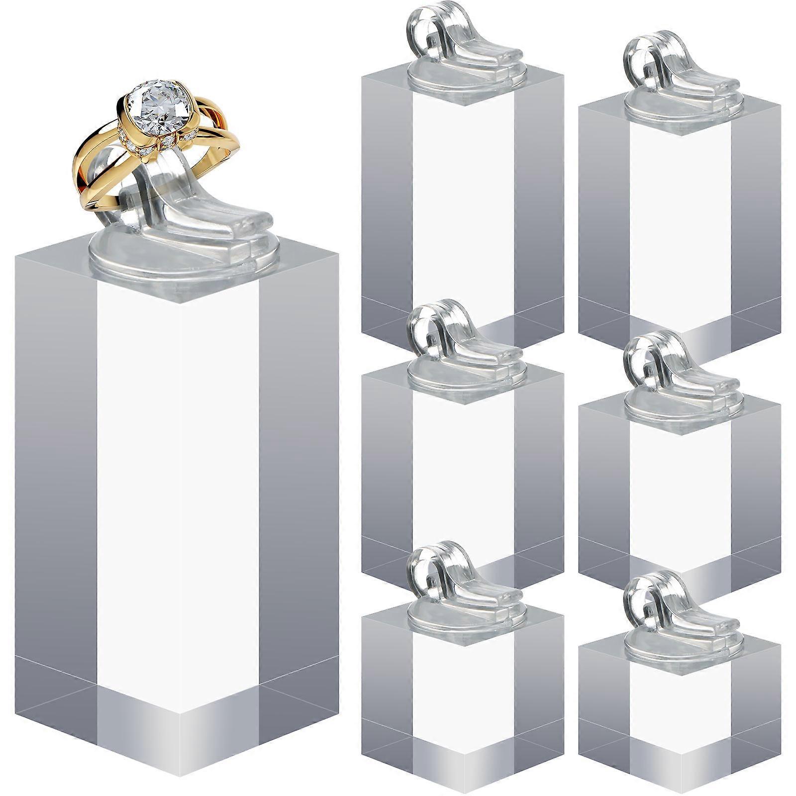 Jewelry Rack Transparent Acrylic Different Heights Earrings Display 7Pcs