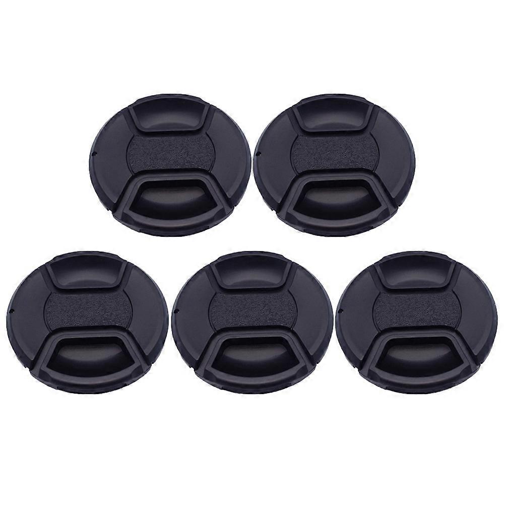 Camera Lens Cap Durable Plastic Front Cover Cano Camera Black 58mm Dustproof Moisture Resistant 5Pcs