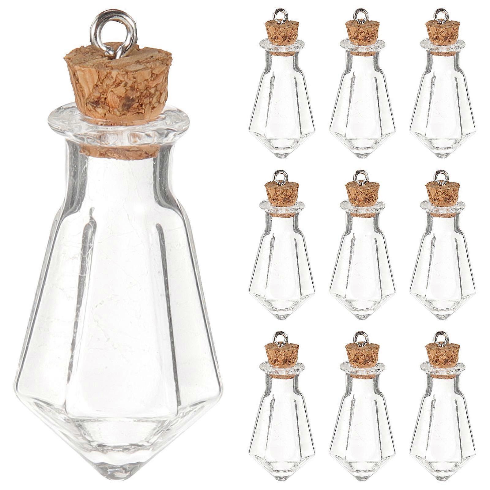 10pcs Miniature Glass Wishing Bottles – Transparent DIY Drift Bottles for Crafts, Decorations, Charms, and Unique Style Storage Creations