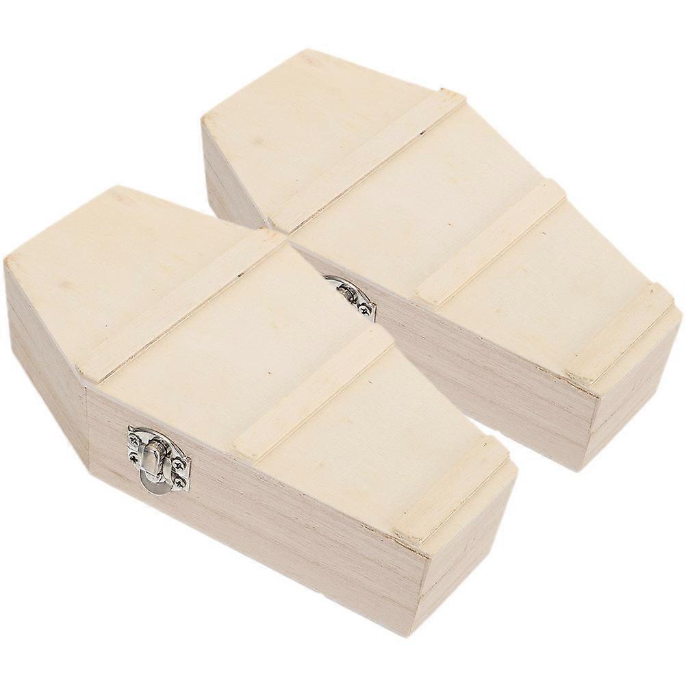 Decorative Candy Box Hexagonal Shape Pine Wood Halloween Treats 2Pcs