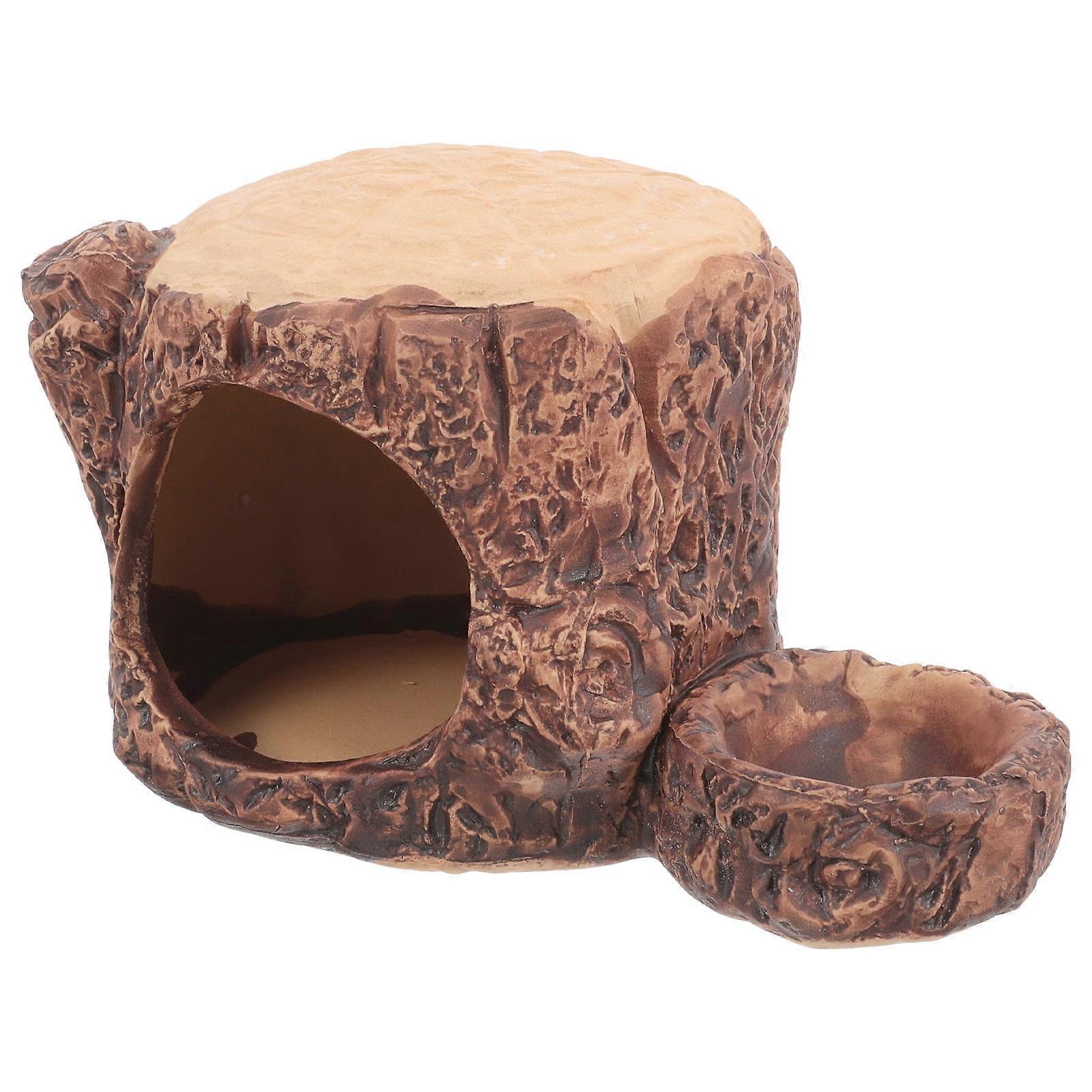Ceramic Hamster House Stump Hideout for Small Pets Safe, Smooth Cooling Nest for Sleeping and Playing