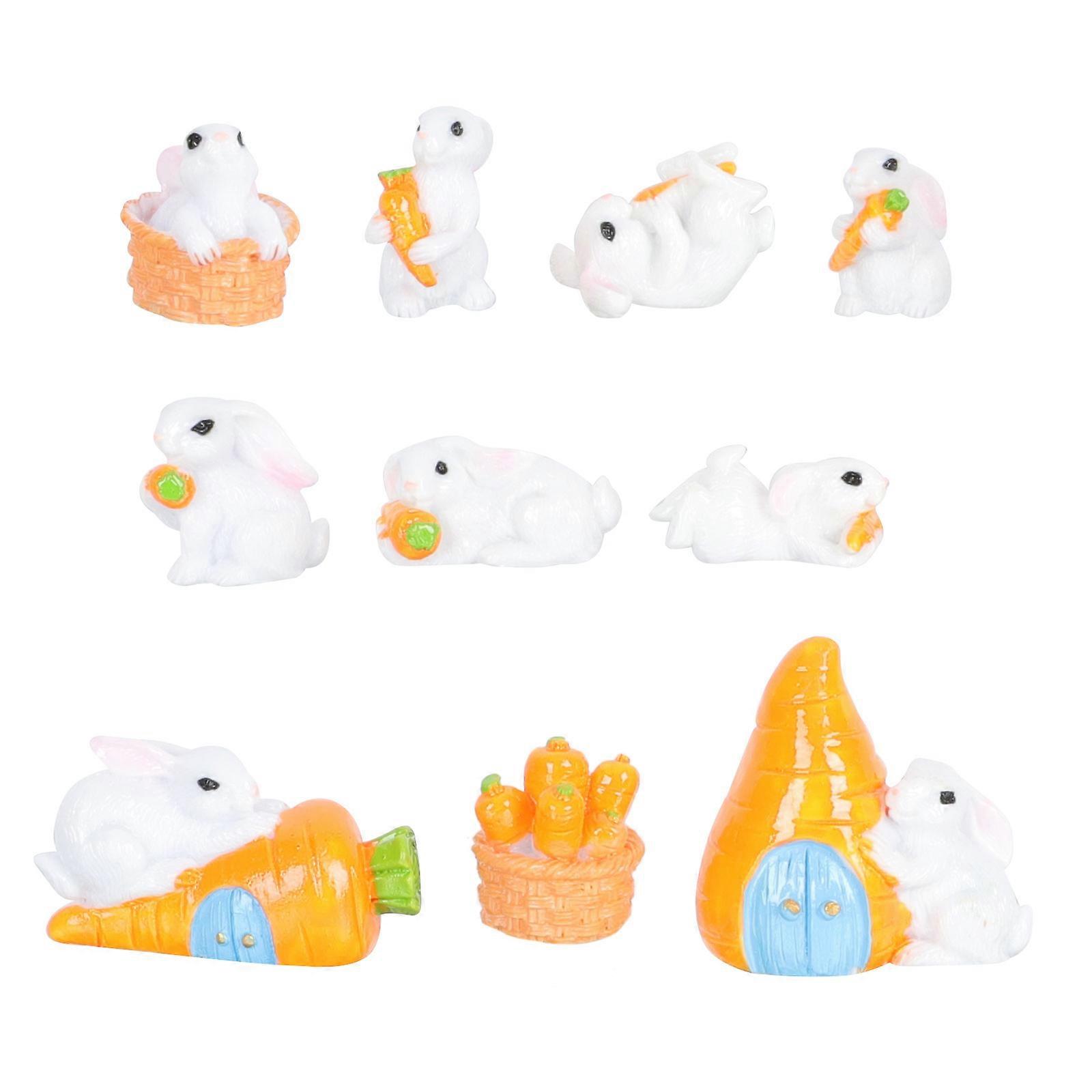 Cartoon Ornaments Resin Miniatures Yard Decor Micro Rabbit Decorations 1.8x3.5cm 10Pcs