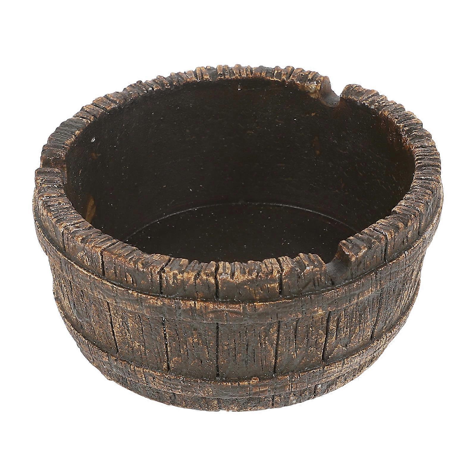 Retro Style Cement Ashtray for Home Use Brown Color Material 4.5 Inches Diameter