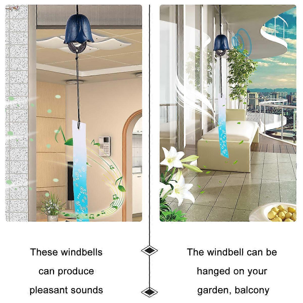 Japanese Style Cast Iron Wind Chime, Tulip Design Hanging Pendant for Home, Balcony, and Garden Decoration with Craftsmanship and Calm Atmosphere