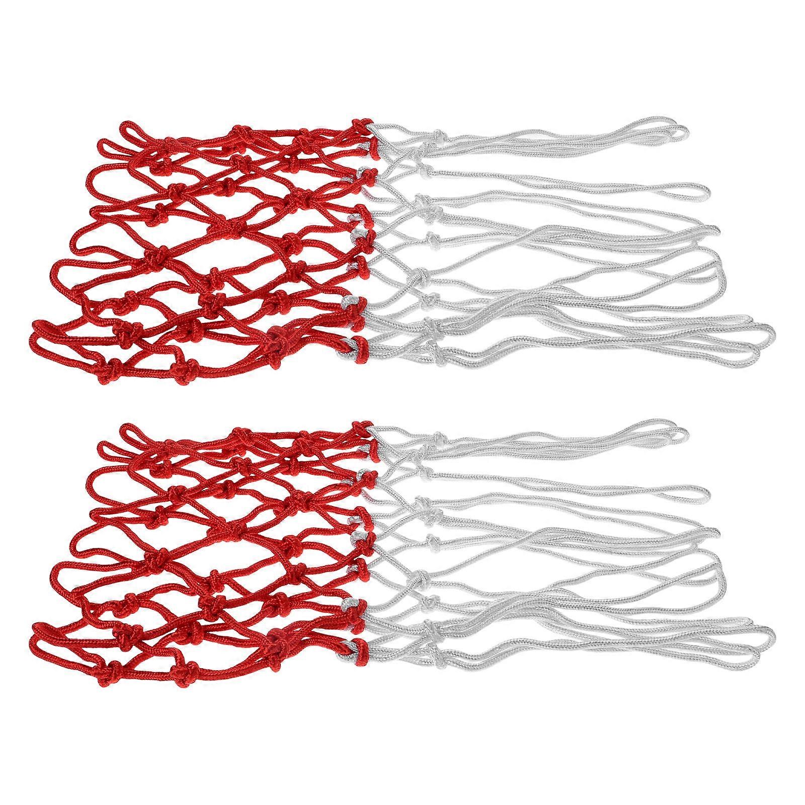 Weatherproof Nylon Basketball Nets Recreation Red Easy Installation 2Pack