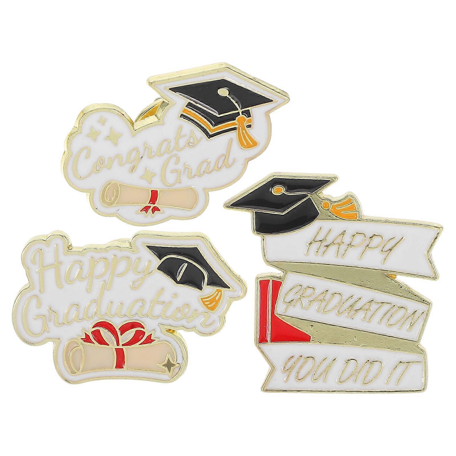 Graduation Pin Enamel Graduation Brooch School College Graduates Multi Color Zinc Alloy Decorative 3Pcs